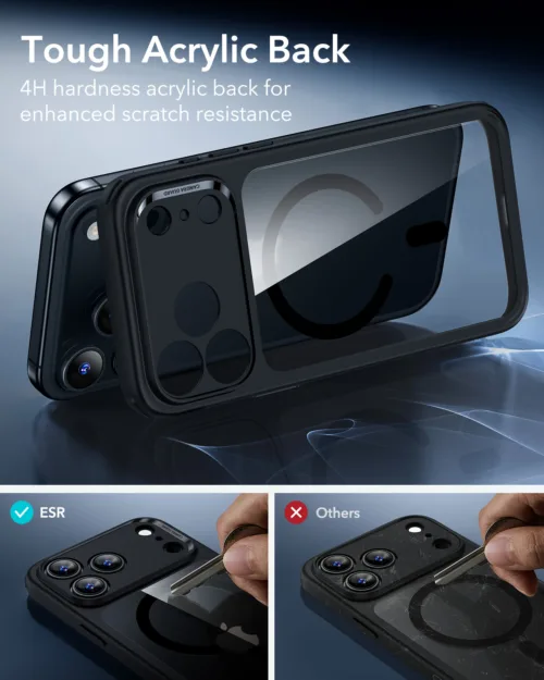 ESR รุ่น Classic Hybrid Case (Camera Control Button) - Bundle Set - เคส+ฟิล์ม iPhone 17 Pro - สี Clear Black - Image 7