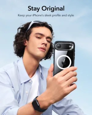 ESR รุ่น Classic Hybrid Case with Stash Stand (Camera Control Button) - เคส iPhone 17 Air - สี Clear Black