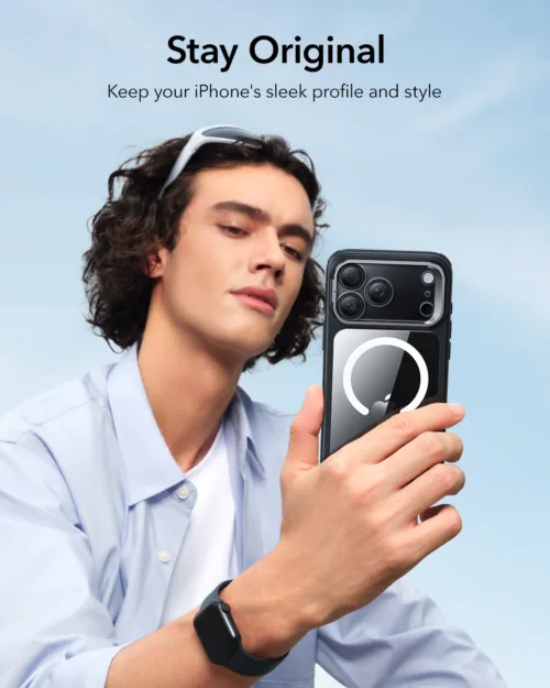 ESR รุ่น Classic Hybrid Case with Stash Stand (Camera Control Button) - เคส iPhone 17 Pro Max - สี Clear Black - Image 8