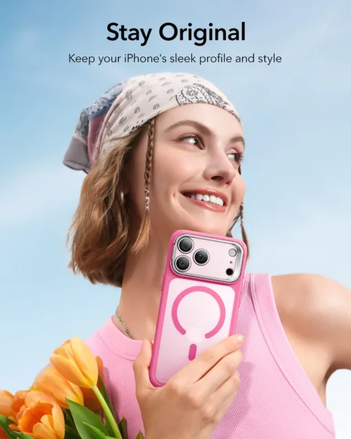 ESR รุ่น Classic Hybrid Case with Stash Stand (Camera Control Button) - เคส iPhone 17 Pro Max - สี Frosted Pink - Image 8