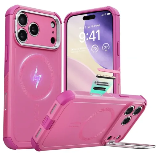 ESR รุ่น Cyber Tough Case with Stash Stand (Camera Control Button) - เคส iPhone 17 Pro Max - สี Rosy Pink