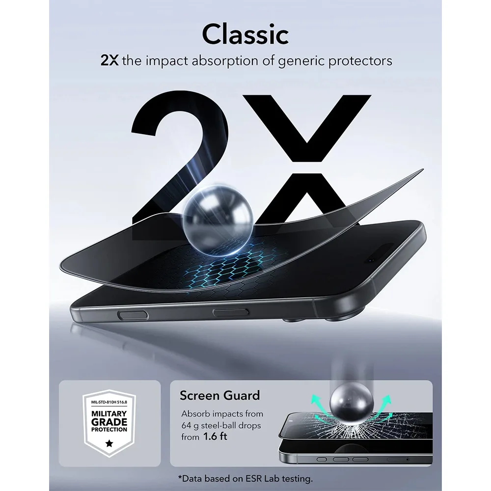 ESR รุ่น UltraFit Classic Privacy Screen Protector - ฟิล์มหน้าจอ iPhone Air (แพ็ค 3 ชิ้น) 5 ESR รุ่น UltraFit Classic Privacy Screen Protector - ฟิล์มหน้าจอ iPhone Air (แพ็ค 3 ชิ้น) - Image 5