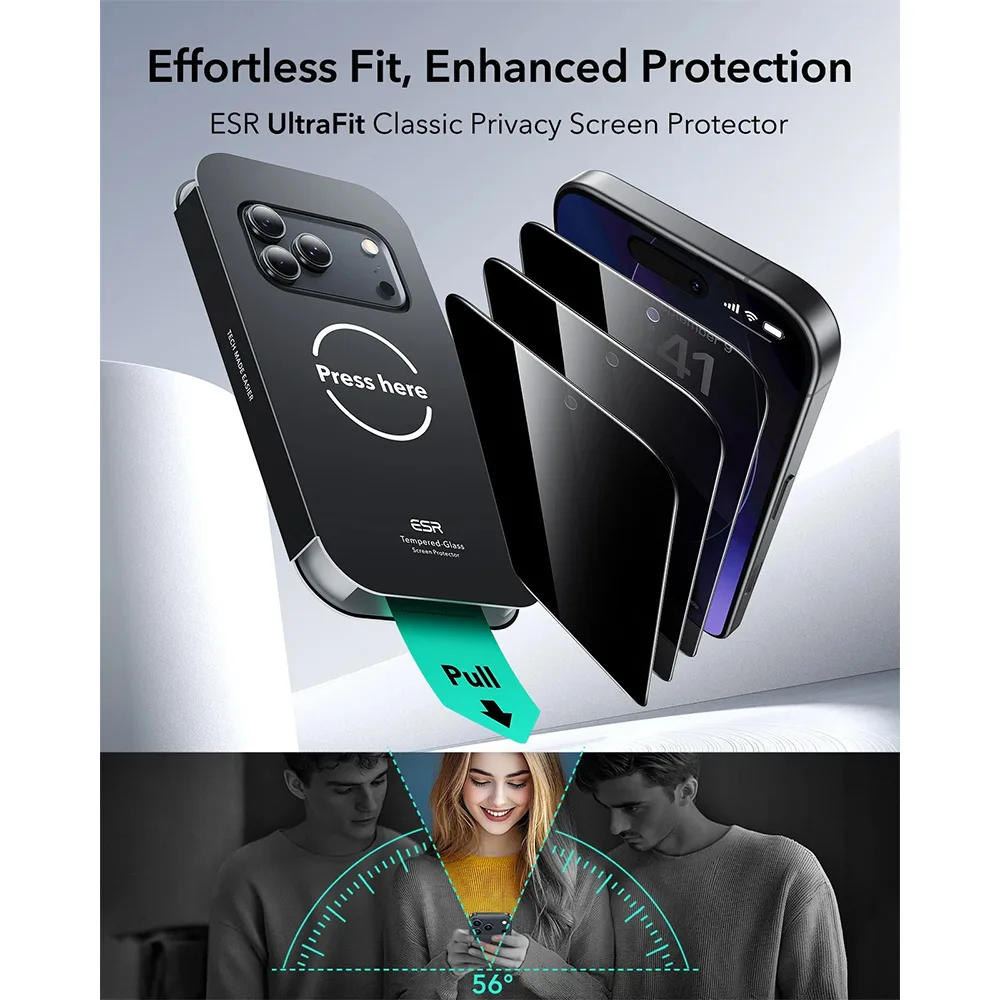 ESR รุ่น UltraFit Classic Privacy Screen Protector - ฟิล์มหน้าจอ iPhone Air (แพ็ค 3 ชิ้น) 2 ESR รุ่น UltraFit Classic Privacy Screen Protector - ฟิล์มหน้าจอ iPhone Air (แพ็ค 3 ชิ้น) - Image 2