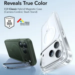 ESR รุ่น Classic Hybrid Case with Stash Stand (Camera Control Button) - เคส iPhone 17 Pro Max - สี Frosted Green 9 ESR รุ่น Classic Hybrid Case with Stash Stand (Camera Control Button) - เคส iPhone 17 Pro Max - สี Frosted Green
