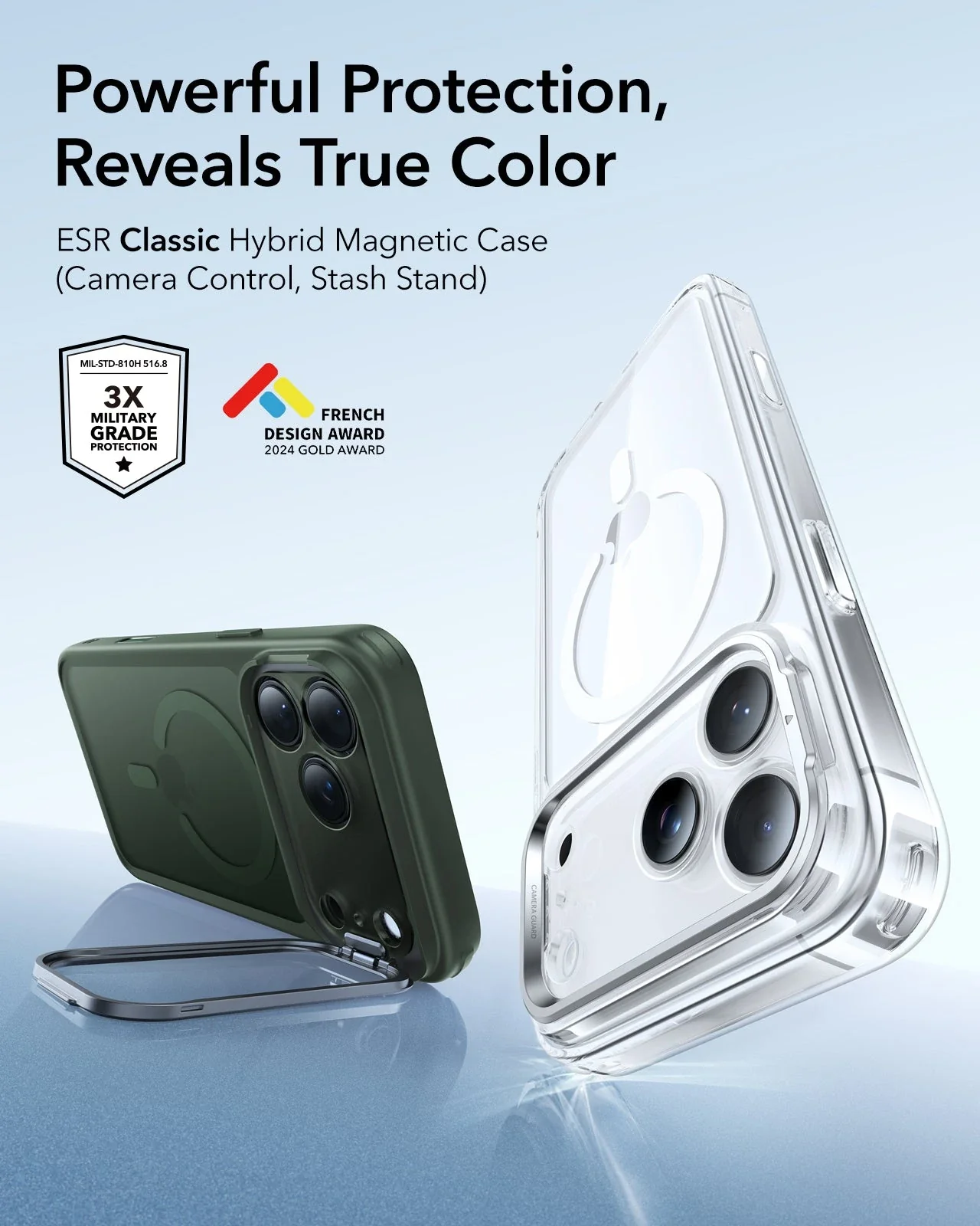 ESR รุ่น Classic Hybrid Case with Stash Stand (Camera Control Button) - เคส iPhone 17 Pro Max - สี Frosted Green 2 ESR รุ่น Classic Hybrid Case with Stash Stand (Camera Control Button) - เคส iPhone 17 Pro Max - สี Frosted Green - Image 2