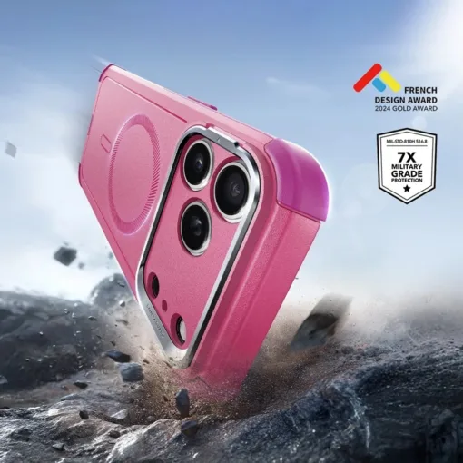 ESR รุ่น Cyber Tough Case with Stash Stand (Camera Control Button) - เคส iPhone 17 Pro Max - สี Rosy Pink - Image 3