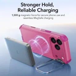 ESR รุ่น Cyber Tough Case with Stash Stand (Camera Control Button) - เคส iPhone 17 Pro Max - สี Rosy Pink