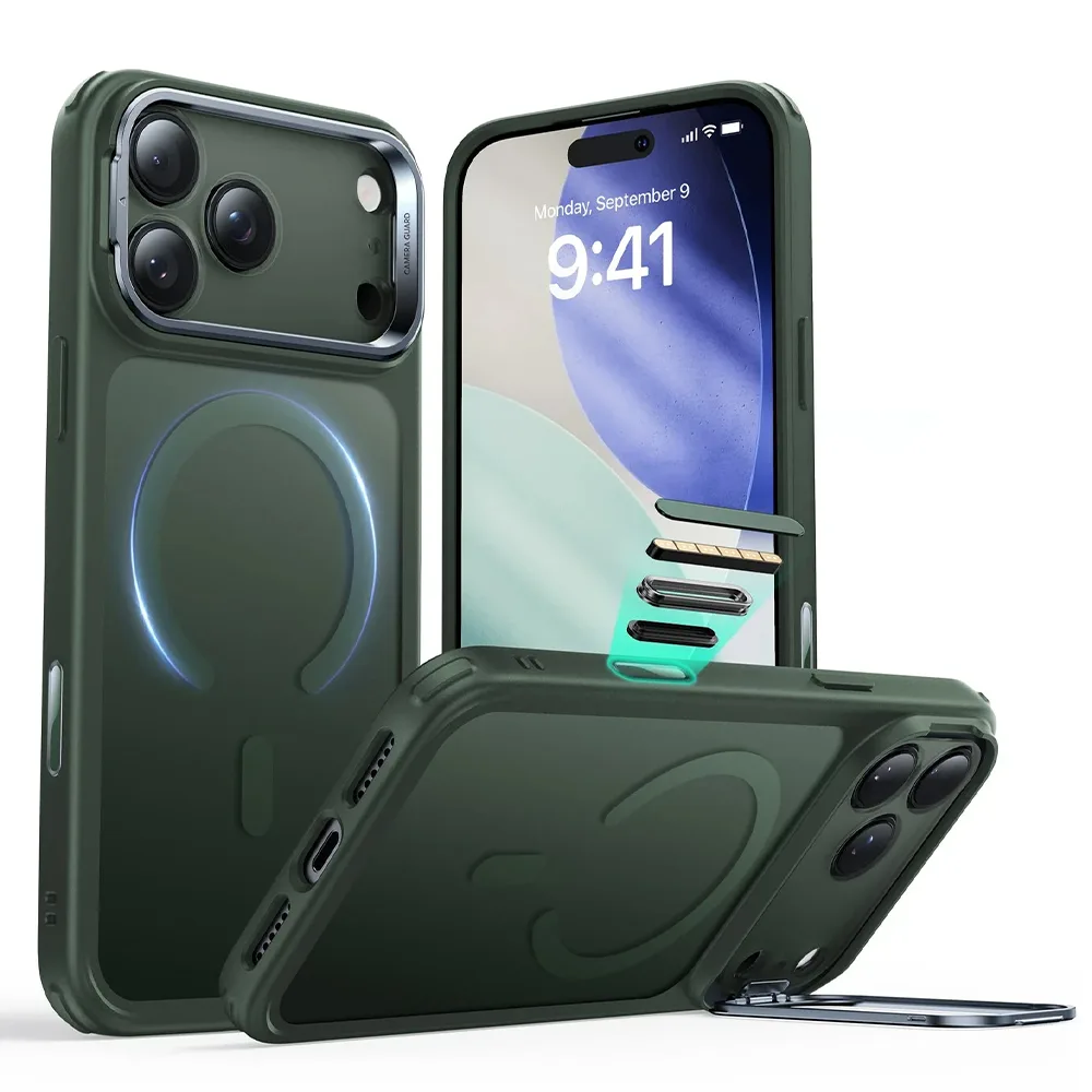 ESR รุ่น Classic Hybrid Case with Stash Stand (Camera Control Button) - เคส iPhone 17 Pro Max - สี Frosted Green 1 ESR รุ่น Classic Hybrid Case with Stash Stand (Camera Control Button) - เคส iPhone 17 Pro Max - สี Frosted Green