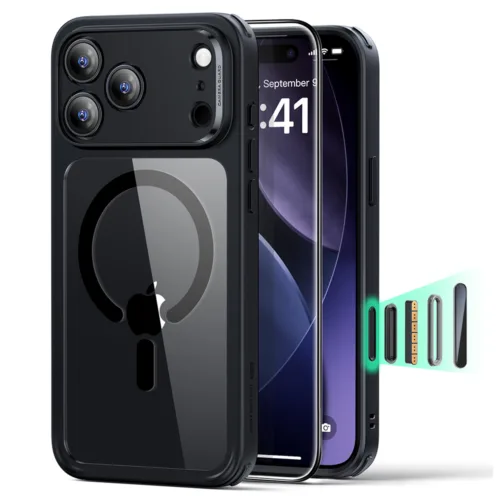 ESR รุ่น Classic Hybrid Case (Camera Control Button) - Bundle Set - เคส+ฟิล์ม iPhone 17 Pro - สี Clear Black