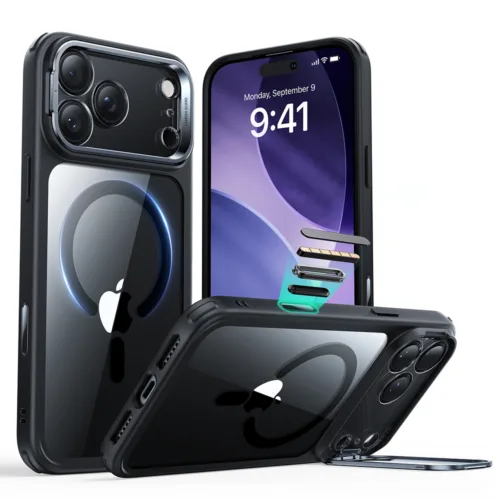 ESR รุ่น Classic Hybrid Case with Stash Stand (Camera Control Button) - เคส iPhone 17 Pro Max - สี Clear Black