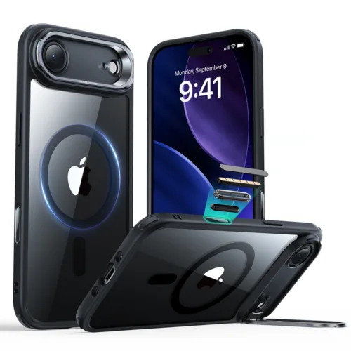 ESR รุ่น Classic Hybrid Case with Stash Stand (Camera Control Button) - เคส iPhone 17 Air - สี Clear Black