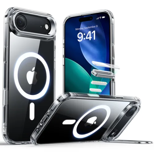 ESR รุ่น Classic Hybrid Case with Stash Stand (Camera Control Button) - เคส iPhone 17 Air - สี Clear