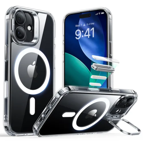 ESR รุ่น Classic Hybrid Case with Stash Stand (Camera Control Button) - เคส iPhone 17 - สี Clear