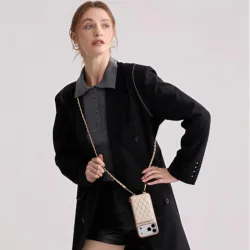 Custype รุ่น Argyle Case with Chain Strap - เคส iPhone 17 Pro Max - สี Beige