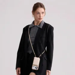 Custype รุ่น Argyle Case with Chain Strap - เคส iPhone 17 Pro Max - สี Beige