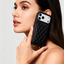 Custype รุ่น Argyle Case with Chain Strap - เคส iPhone 17 Pro Max - สี Black