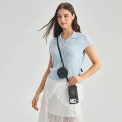 Custype รุ่น Leather Case with Stand & Round Pouch - เคส iPhone 17 Pro - สี Black