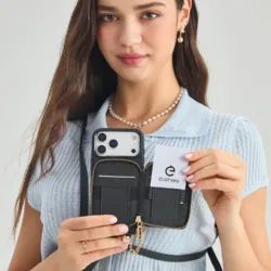 Custype รุ่น Leather Case with Stand & Round Pouch - เคส iPhone 17 Pro - สี Black