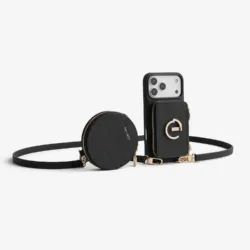 Custype รุ่น Leather Case with Stand & Round Pouch - เคส iPhone 17 Pro - สี Black