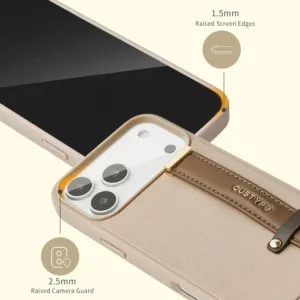 Custype รุ่น Faux Leather Case with Wrist Stand - เคส iPhone 17 Pro - สี Brown