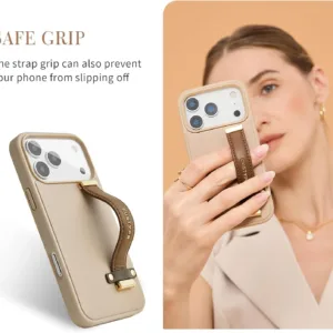 Custype รุ่น Faux Leather Case with Wrist Stand - เคส iPhone 17 Pro - สี Brown