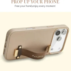 Custype รุ่น Faux Leather Case with Wrist Stand - เคส iPhone 17 Pro - สี Brown