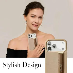 Custype รุ่น Faux Leather Case with Wrist Stand - เคส iPhone 17 Pro - สี Brown