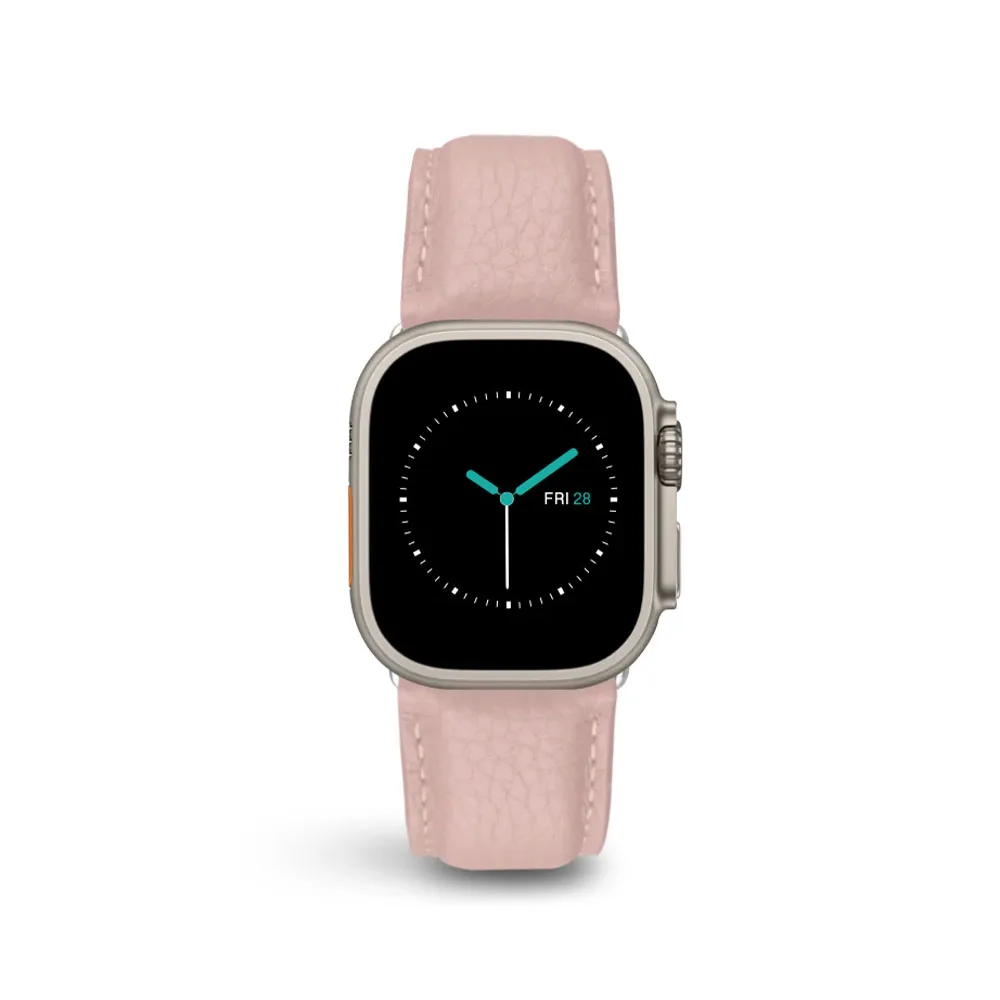 MINTAPPLE. รุ่น Signature Top Grain Leather - สายนาฬิกา Apple Watch 38/40/41/42mm - สี Blush/Stainless steel Silver 4 MINTAPPLE. รุ่น Signature Top Grain Leather - สายนาฬิกา Apple Watch 38/40/41/42mm - สี Blush/Stainless steel Silver - Image 4