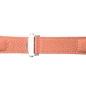 MINTAPPLE. รุ่น Signature Top Grain Leather - สายนาฬิกา Apple Watch 42(3)/44/45/46/49mm - สี PEACHY/Stainless steel Silver