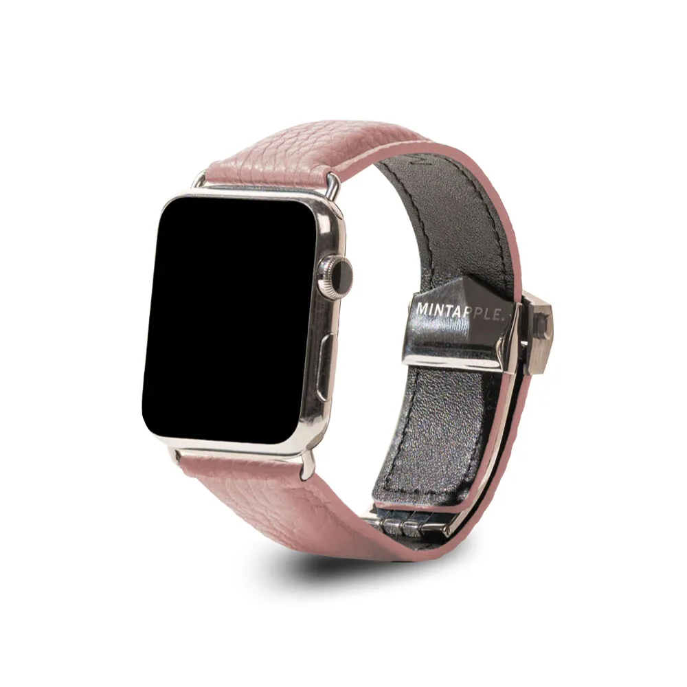 MINTAPPLE. รุ่น Signature Top Grain Leather - สายนาฬิกา Apple Watch 38/40/41/42mm - สี Blush/Stainless steel Silver 5 MINTAPPLE. รุ่น Signature Top Grain Leather - สายนาฬิกา Apple Watch 38/40/41/42mm - สี Blush/Stainless steel Silver - Image 5