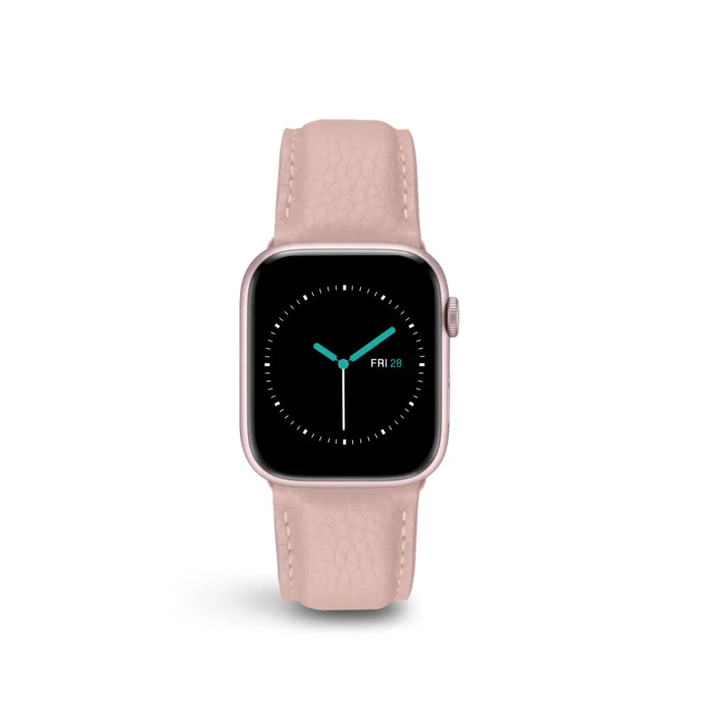 MINTAPPLE. รุ่น Signature Top Grain Leather - สายนาฬิกา Apple Watch 38/40/41/42mm - สี Blush/Stainless steel Silver 3 MINTAPPLE. รุ่น Signature Top Grain Leather - สายนาฬิกา Apple Watch 38/40/41/42mm - สี Blush/Stainless steel Silver - Image 3