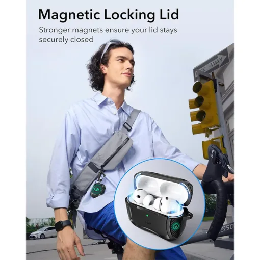 ESR รุ่น Cyber Tough Magnetic Case - เคส AirPods Pro 3 - สี  Dark Blue - Image 8