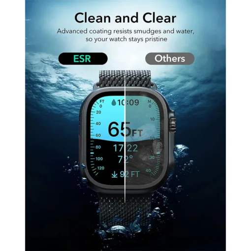 ESR รุ่น Armorite Protection - ฟิล์มกระจก Apple Watch Ultra 1/2/3 (49mm) - สี Titanium/Orange (2ชิ้น) - Image 8
