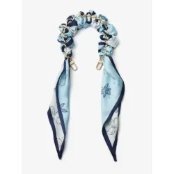 Custype รุ่น Lychee Pattern Leather with Pouch & Silk Scarf Wrist Strap - เคส iPhone 17 Pro Max - สี Blue