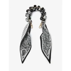 Custype รุ่น Lychee Pattern Leather with Pouch & Silk Scarf Wrist Strap - เคส iPhone 17 Pro Max - สี Black