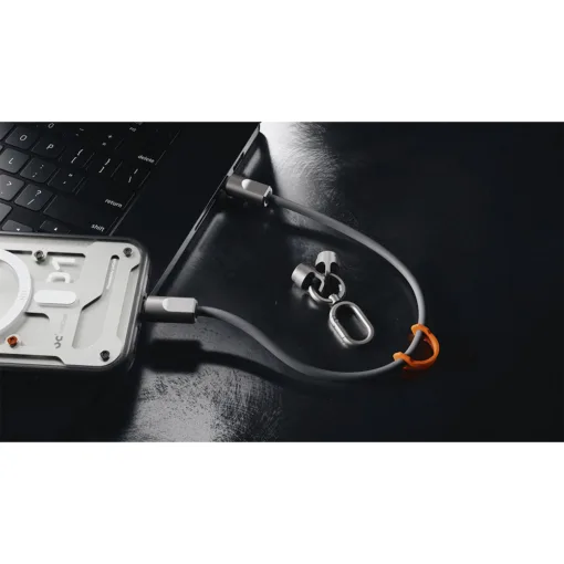 UniCraft สายชาร์จ 2 in 1 รุ่น USB-C Phone Lanyard ชาร์จไว PD 240W PD C-to-C (ยาว32cm) - สี Orange - Image 6