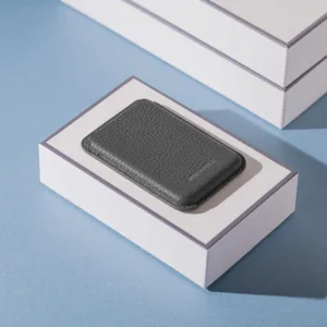 MINTAPPLE. รุ่น Top Grain Leather MagSafe Wallet - ที่เก็บบัตรติดหลังมือถือ - สี Black