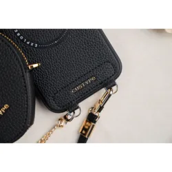 Custype รุ่น Leather Case with Heart Pouch - เคส iPhone 17 Pro Max - สี Black