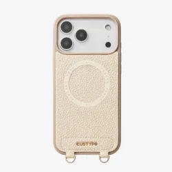 Custype รุ่น Leather Case with Stand & Round Pouch - เคส iPhone 17 Pro Max - สี Beige