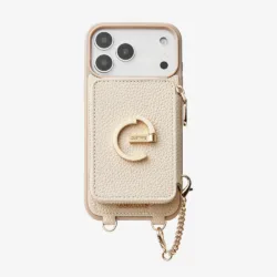 Custype รุ่น Lychee Pattern Leather with Pouch & Silk Scarf Wrist Strap - เคส iPhone 17 Pro Max - สี Beige