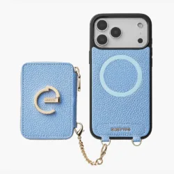 Custype รุ่น Leather Case with Stand & Round Pouch - เคส iPhone 17 Pro Max - สี Blue