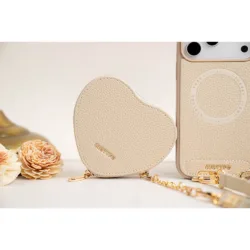 Custype รุ่น Leather Case with Heart Pouch - เคส iPhone 17 Pro Max - สี White