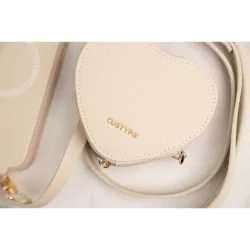 Custype รุ่น Leather Case with Heart Pouch - เคส iPhone 17 Pro Max - สี White