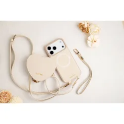Custype รุ่น Leather Case with Heart Pouch - เคส iPhone 17 Pro Max - สี White