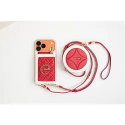 Custype รุ่น Bloom Stitching Case with Round Pouch Set - เคส iPhone 17 Pro Max - สี Red