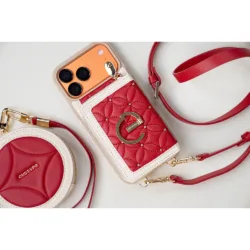 Custype รุ่น Bloom Stitching Case with Round Pouch Set - เคส iPhone 17 Pro Max - สี Red