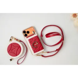 Custype รุ่น Bloom Stitching Case with Round Pouch Set - เคส iPhone 17 Pro Max - สี Red