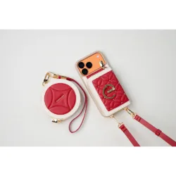 Custype รุ่น Bloom Stitching Case with Round Pouch Set - เคส iPhone 17 Pro Max - สี Red