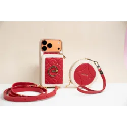 Custype รุ่น Bloom Stitching Case with Round Pouch Set - เคส iPhone 17 Pro Max - สี Red