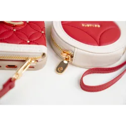 Custype รุ่น Bloom Stitching Case with Round Pouch Set - เคส iPhone 17 Pro Max - สี Red